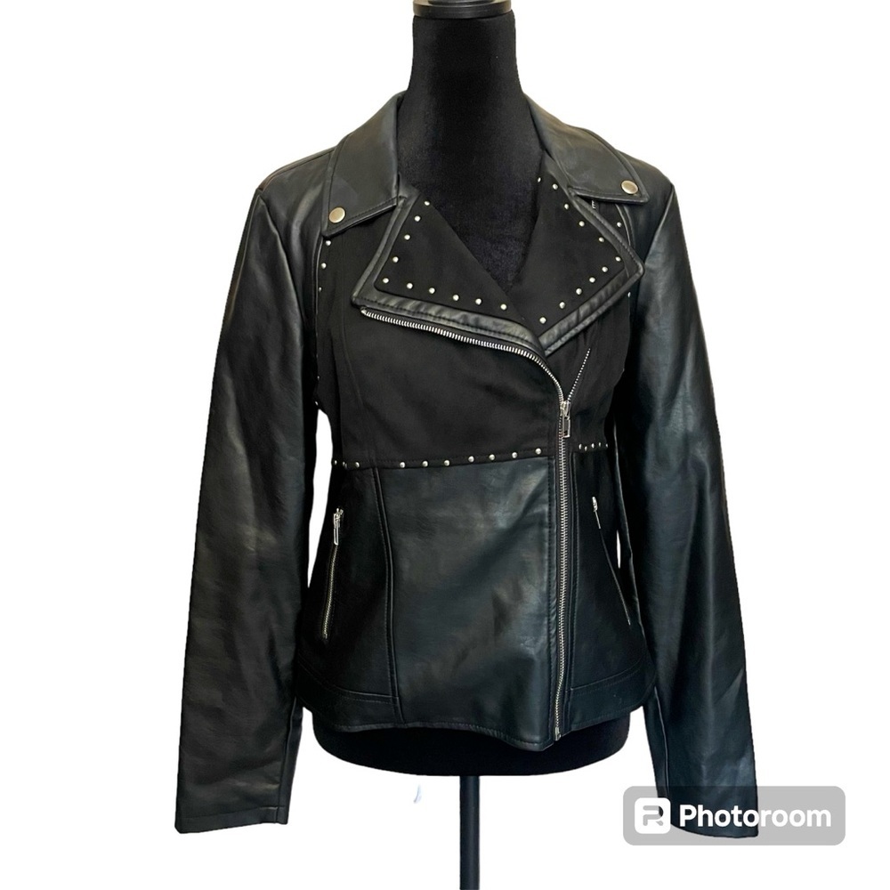 JustFab Faux Leather Moto Studded Jacket Size Medium